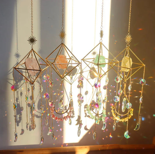 Natural Crystal wind chimes hanging sun catchers
