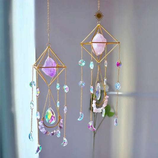 Natural Crystal wind chimes hanging sun catchers